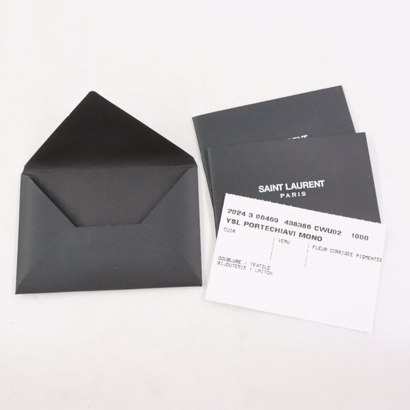 NWT Saint Laurent Cassandre Matelasse Key Pouch in Quilted Black Leather/Silver - Picture 11 of 14